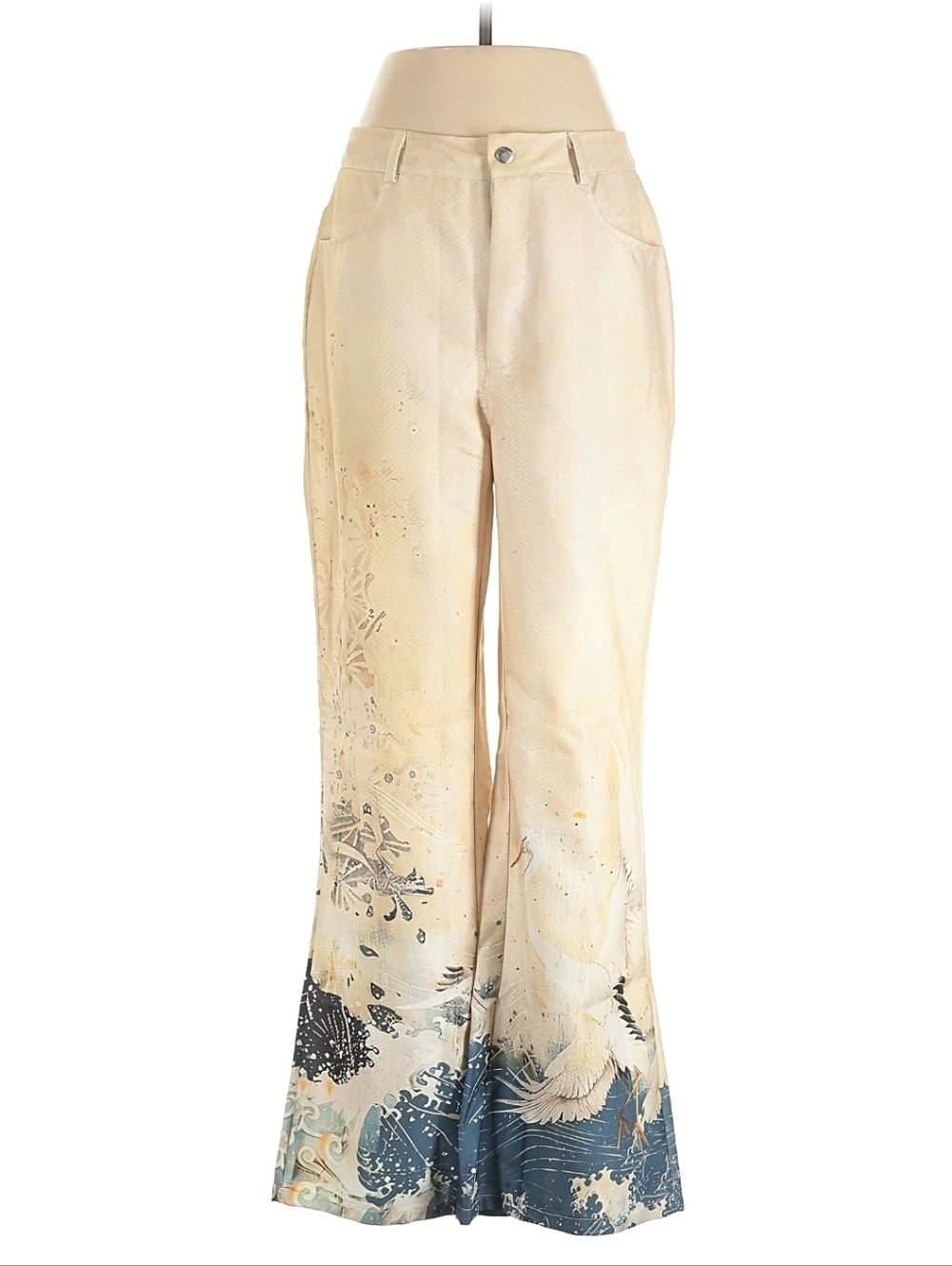 Wide Leg Crane Print Pants